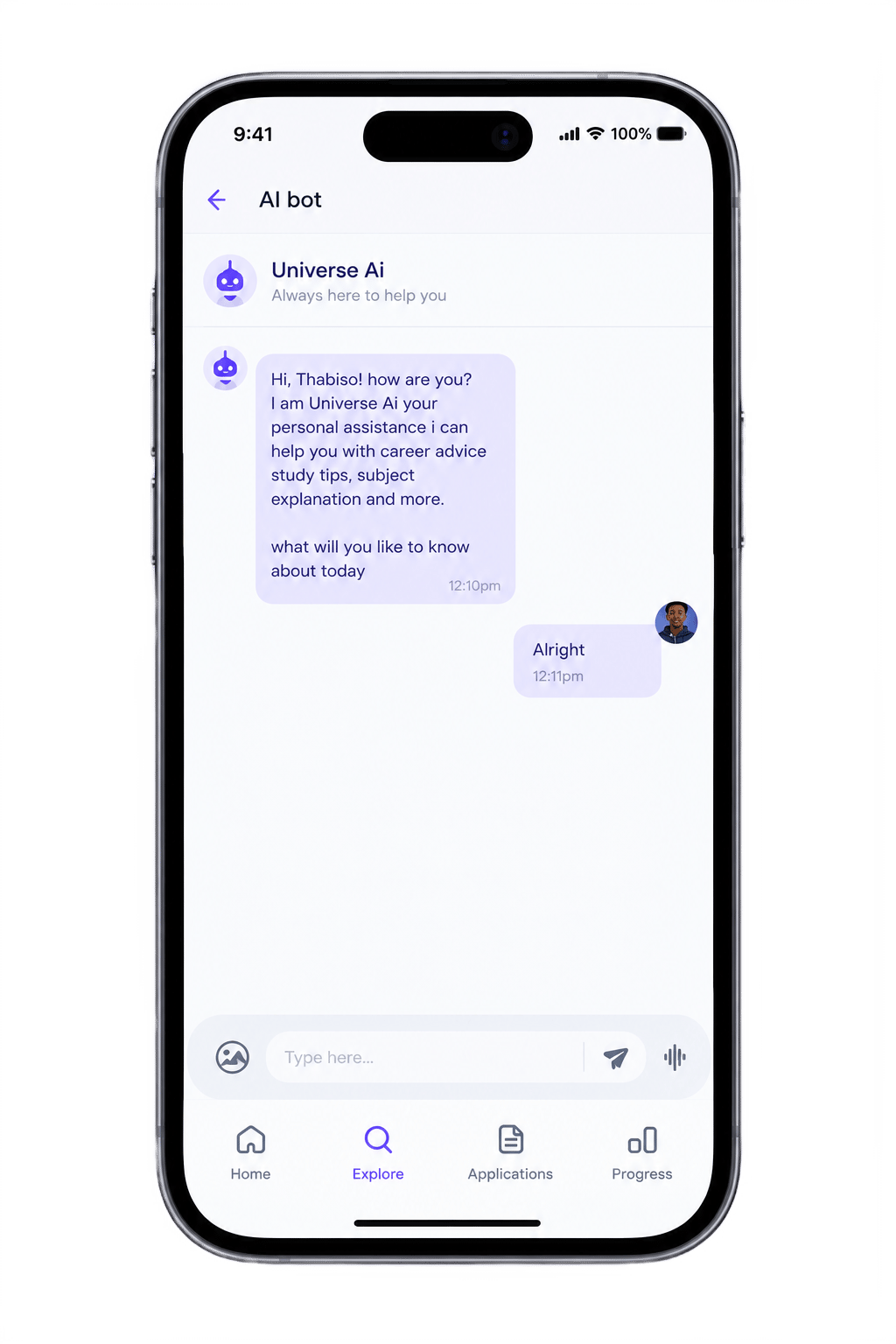 Universe AI chat on the Your-UniVerse app